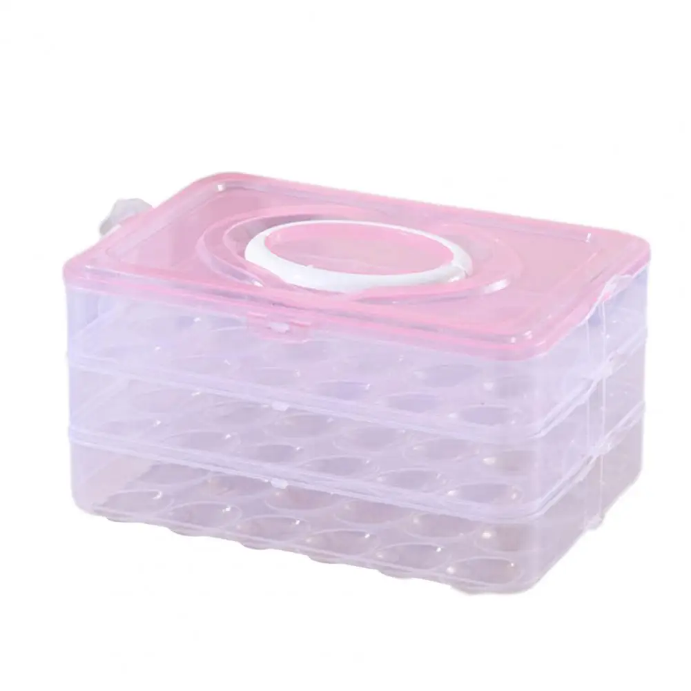 Egg Storage Box Egg Storage Container Transparent 24-grid Egg Storage Box with Lid Handle Capacity Dustproof for Kitchen