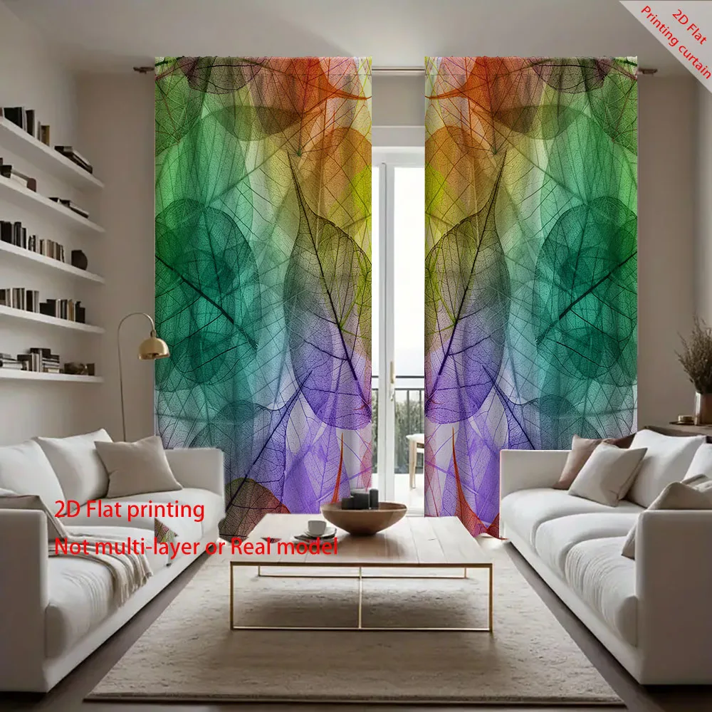 

Palm leaf printed curtains, dreamy plant office bedroom living room sunshade window decoration, bohemian home decoration