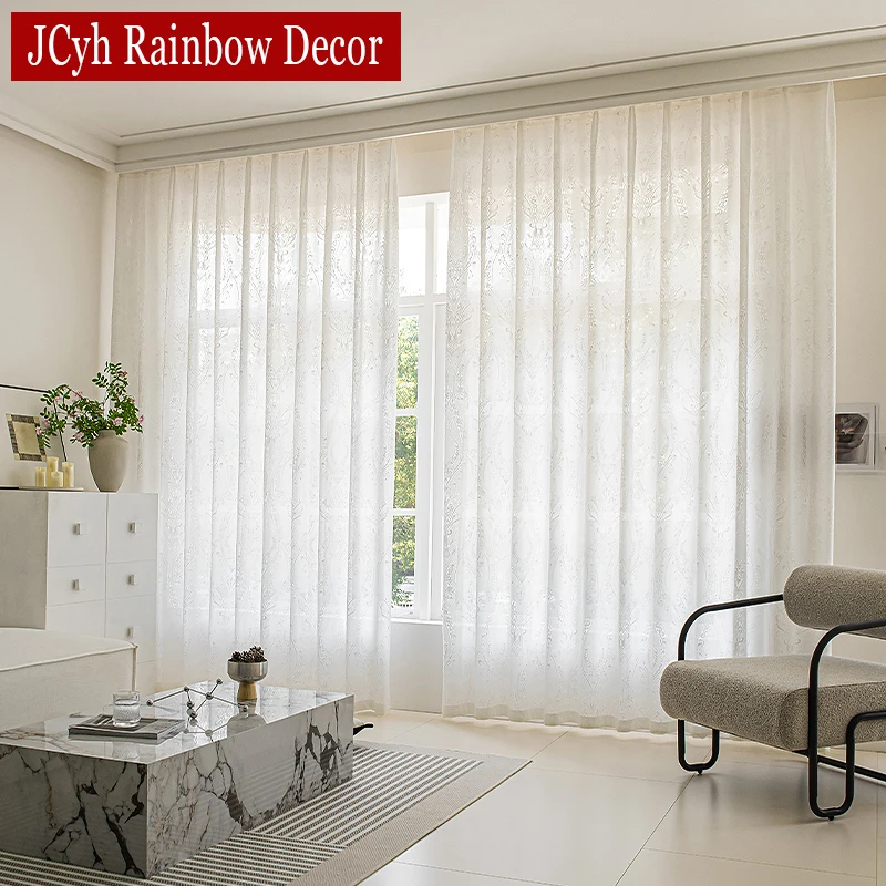 Hall White Voile Curtains for Girls Bedroom Living Room Velvet Sheer Curtain for Door Divider Private Semi Shading Mariage Decor