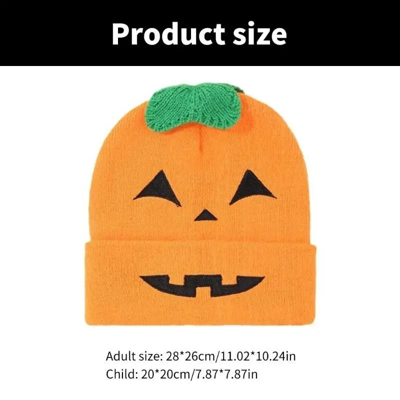 39BD Halloween Pumpkin Faced Skull Hat for Family Outdoor Windproof Pumpkin Caps Festival Celebrating Hat Costume Accessory