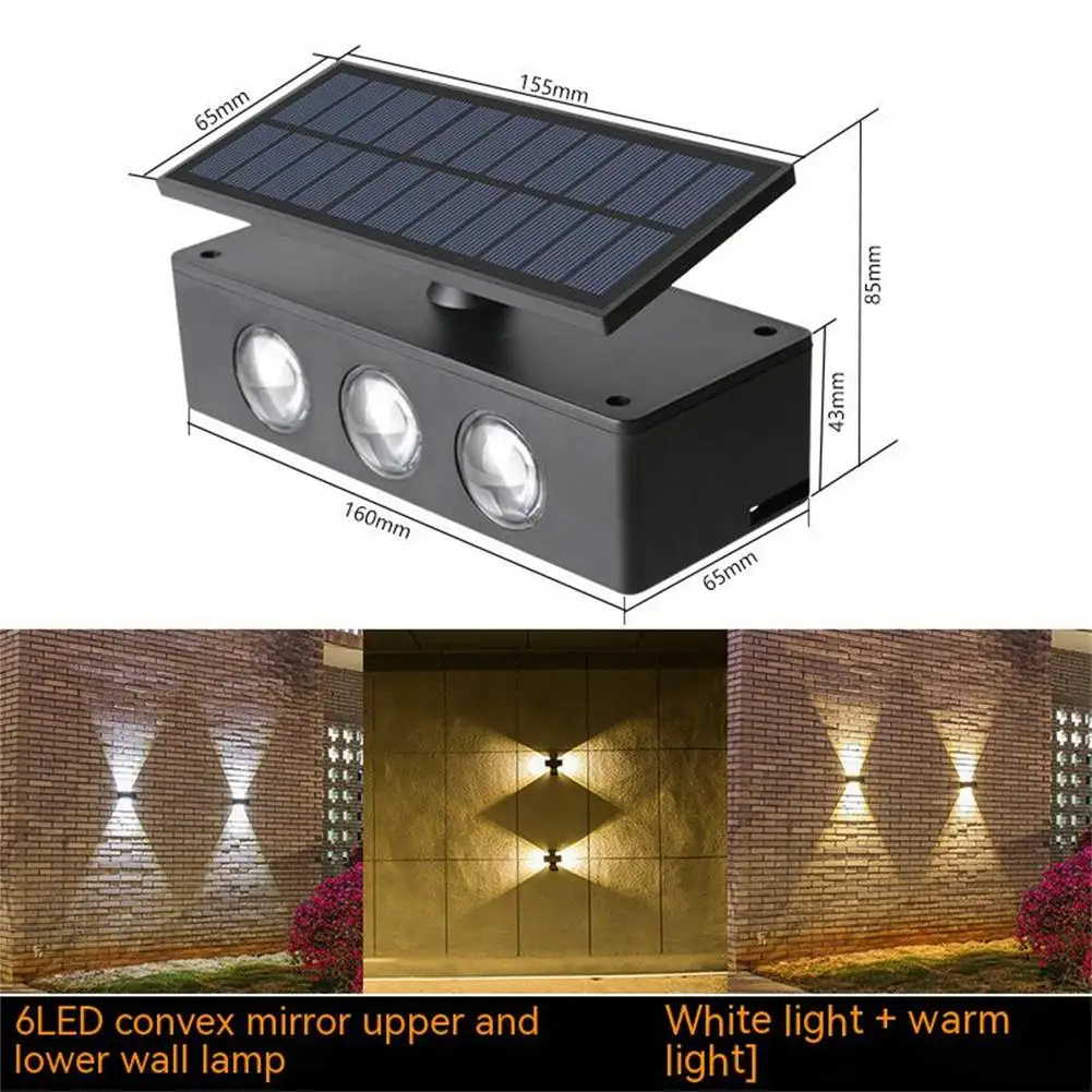 Lampu Dinding tenaga surya atas dan bawah, lampu dek tenaga surya LED untuk taman, teras, halaman, jalan keluar