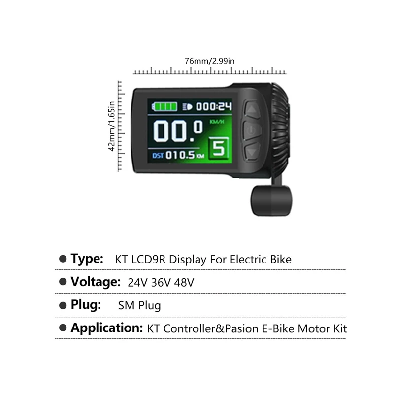 Quality Electric Bicycle Display LCD9R Intelligent Control Panel 24V36V48V For Kunteng Electric Bicycle Kit With Thumb Throttle