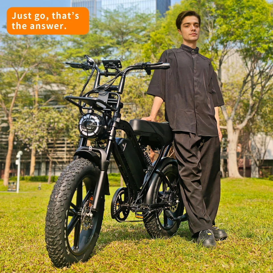 The X80Pro Ebike 20-Inch Fat Tire Electric Bicycle Is an Adult Electric Bicycle with a 1000W Motor, a 48V 15Ah Battery, a Range of 50-60 Kilometers, a Top Speed of 28 Mph, 7-Speed Gearing, Hydraulic Brakes, and Comfortable Shock Absorption. image 9