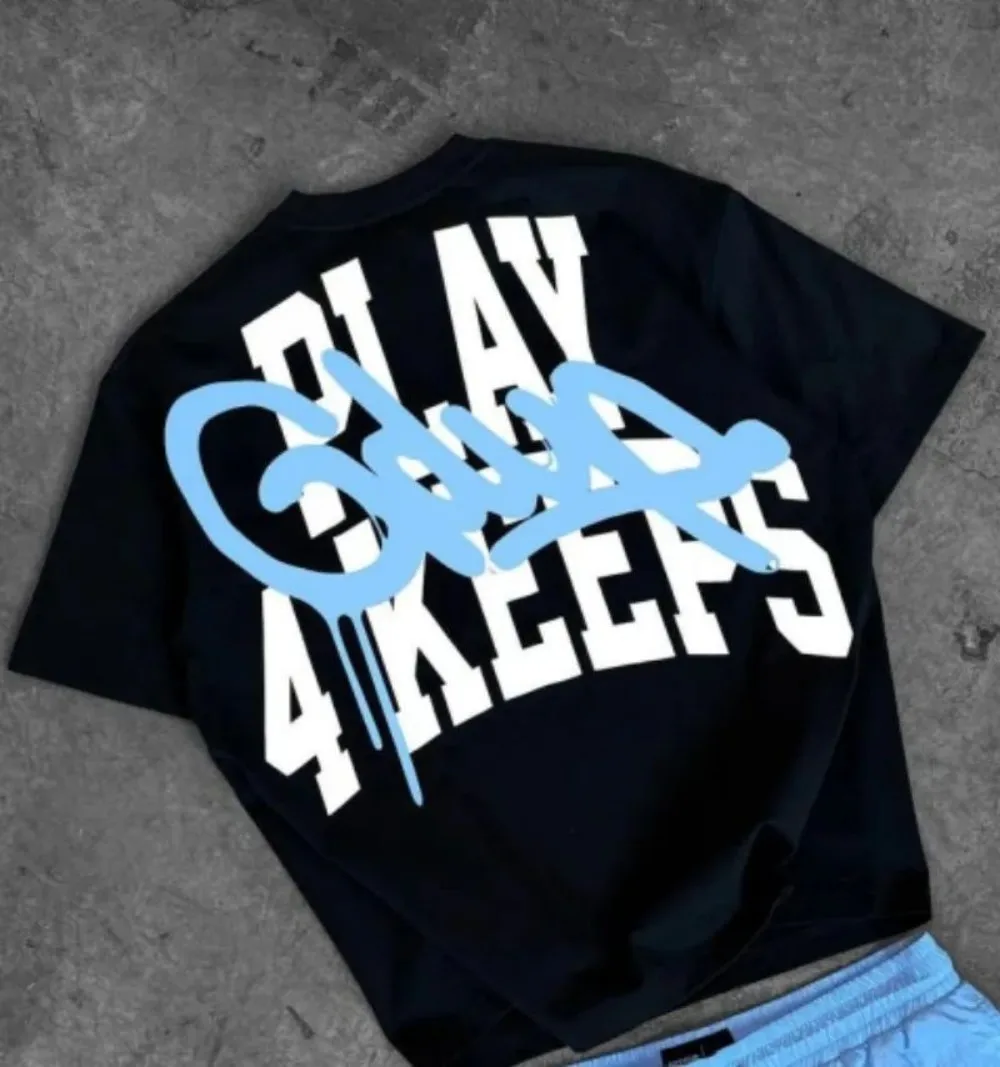 تي شيرت رجالي برقبة دائرية يسمح بمرور الهواء بحروف كلاسيكية ملابس عصرية عالية الشارع كاجوال Y2K ملابس رياضية خارجية