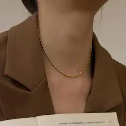 Titanium With 18K Gold Beaded Chains Pave Choker Necklace Women Stainless Steel Jewelry Runway Gown Hiphop Rare Glam Japan Ins