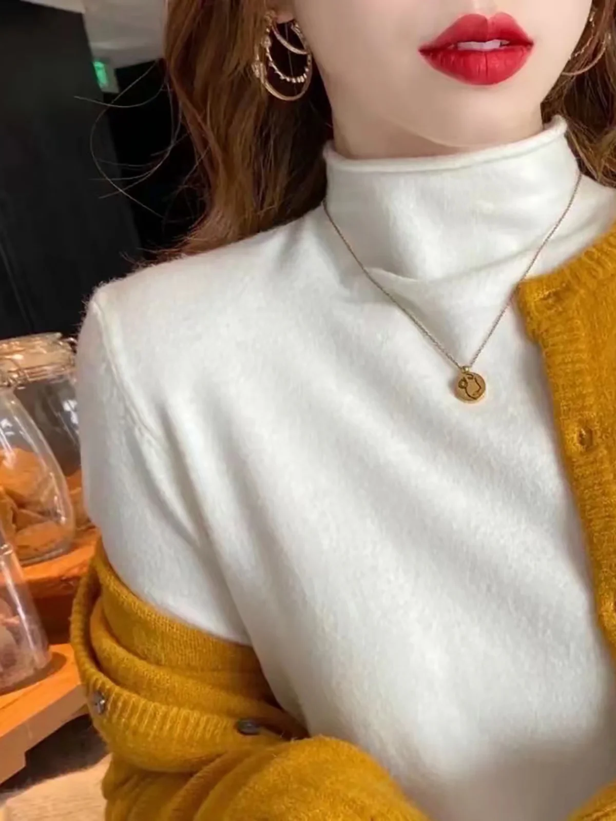 Veelzijdige kleur gebreide kleding f hoge kraag damesbasis irt herfst winter nieuwe sle warme innerlijke match rechte buis sle