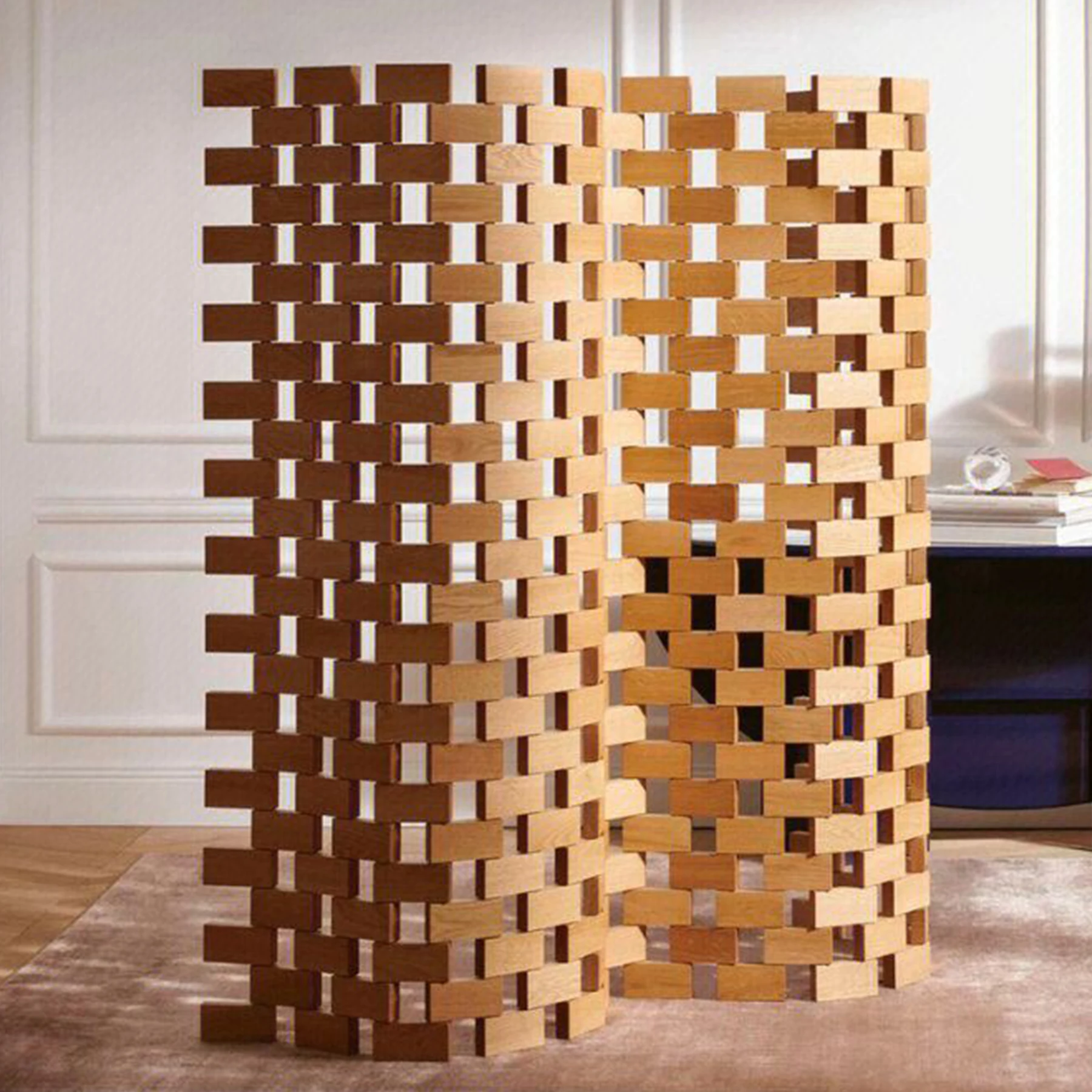 

Original solid wood folding building block screen partition porch art Nordic Japanese creative modern movable curved surface arc