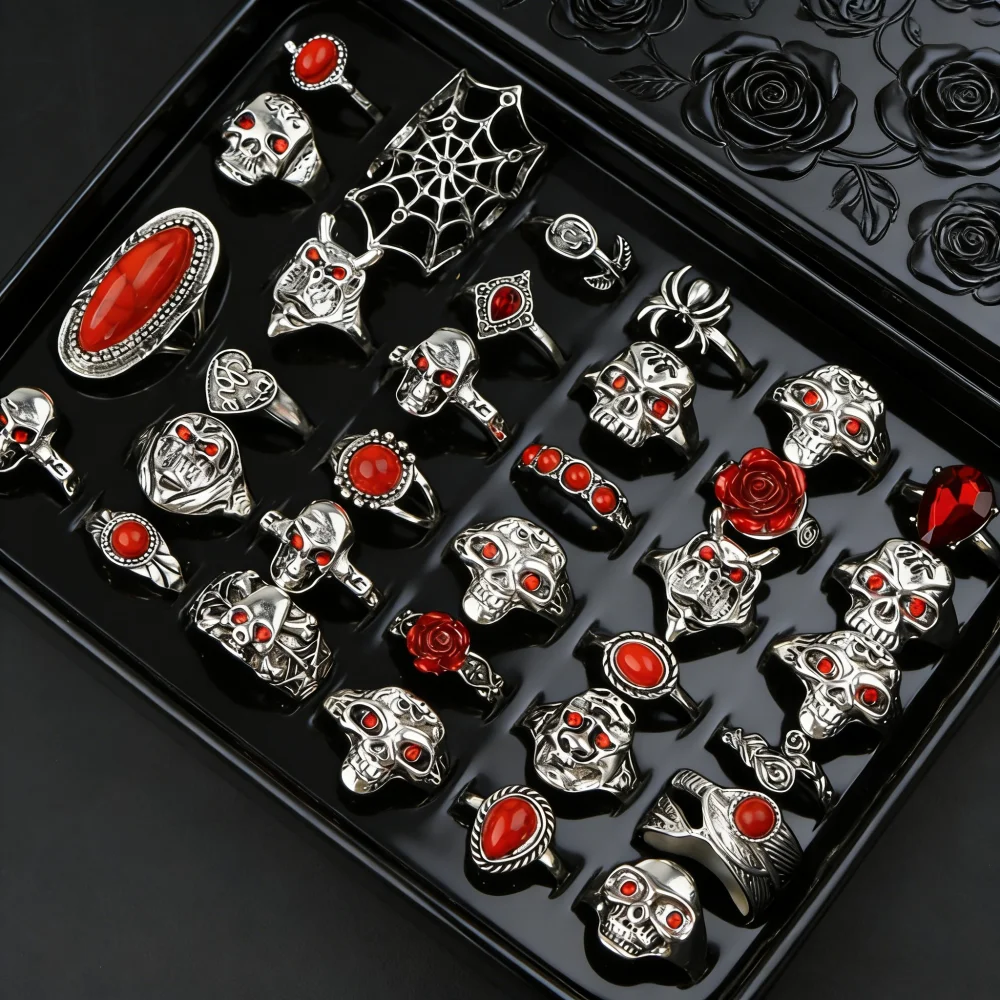 10/20/30Pcs/Lot Fashion Gothic - Gothic Skull Ring review and price