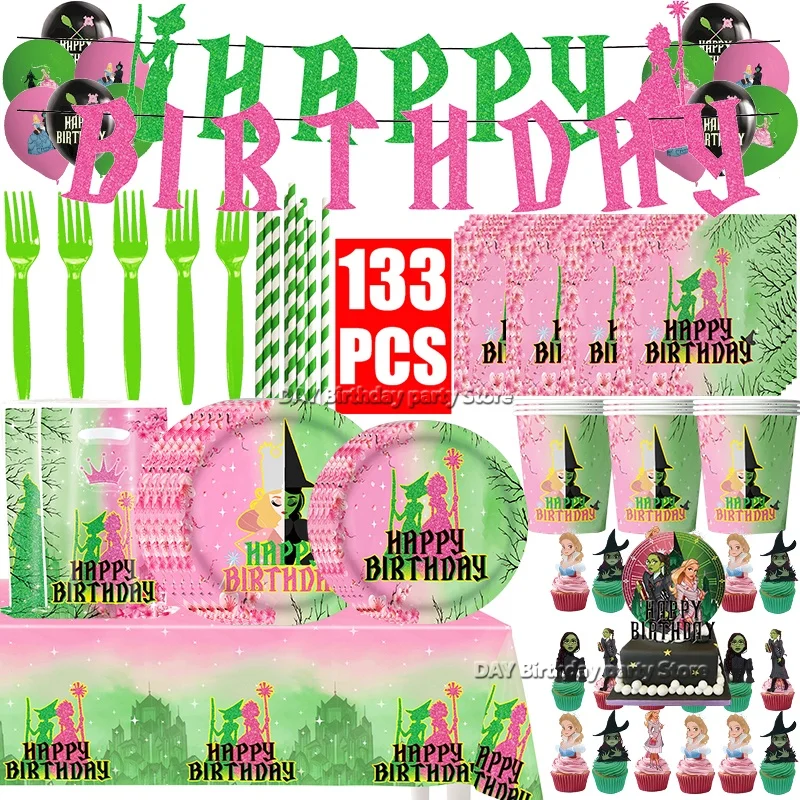 

Kit Bad Women Witch Carton Birthday Party Decoration Paper Tableware Latex Balloons Tablecloth Happy Birthday Banner Backdrop