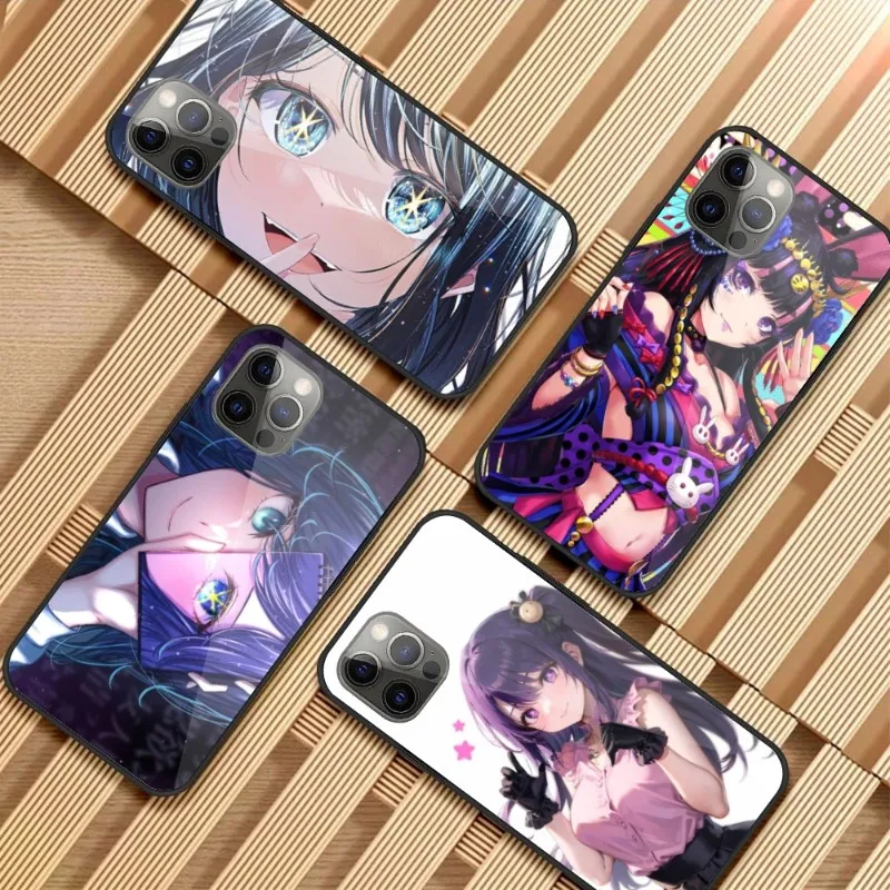 Anime Oshinoko AI Phone Case for iPhone 14 13 12 11 XS X 8 7 6 Plus Mini Pro Max SE 2022 PC Glass Phone Cover Funda