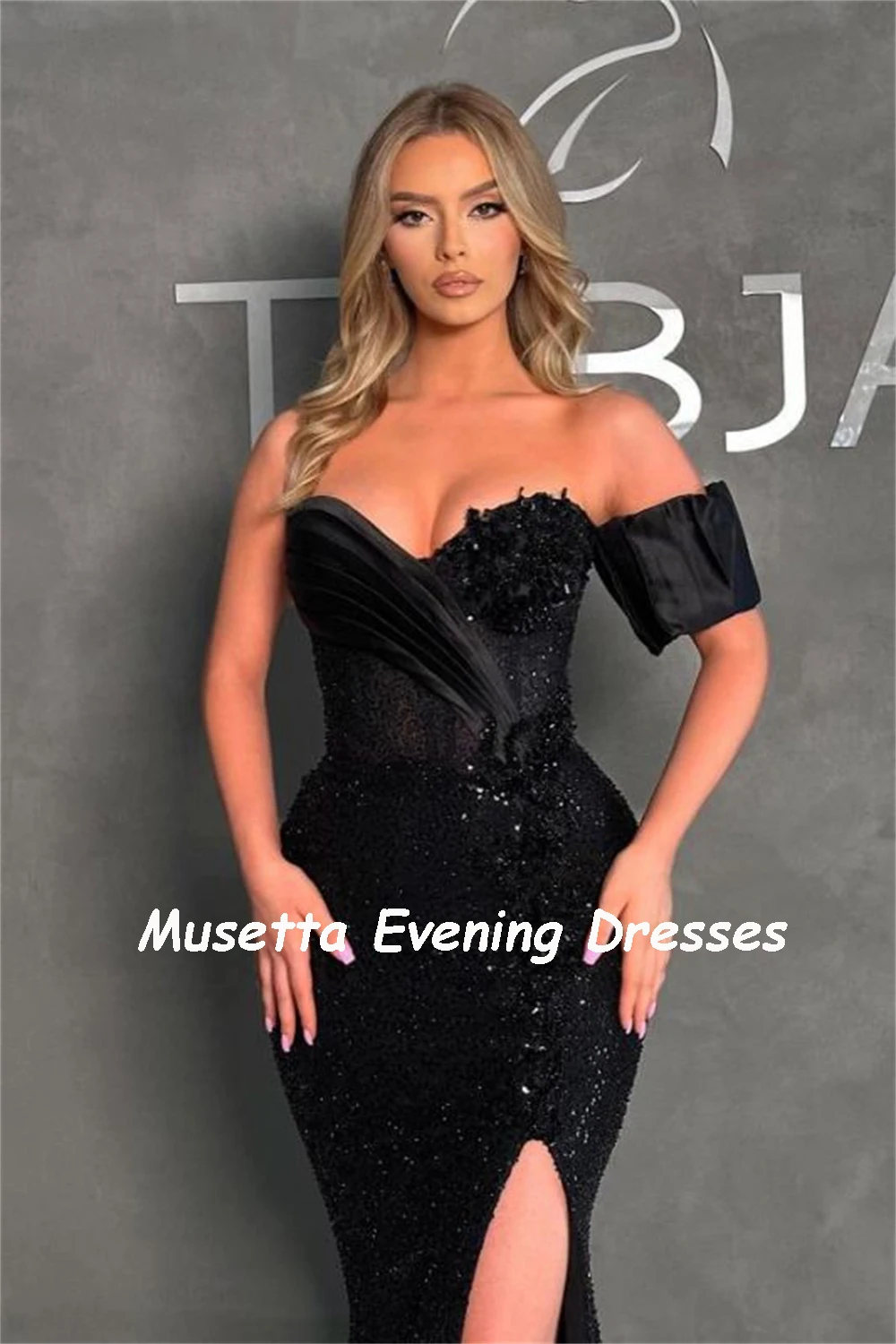 Musetta Sweetheart Off Shoulder Evening Dresses Lace Beadings Sexy Split Formal Prom Party Gown Vestidos De Noche Customized