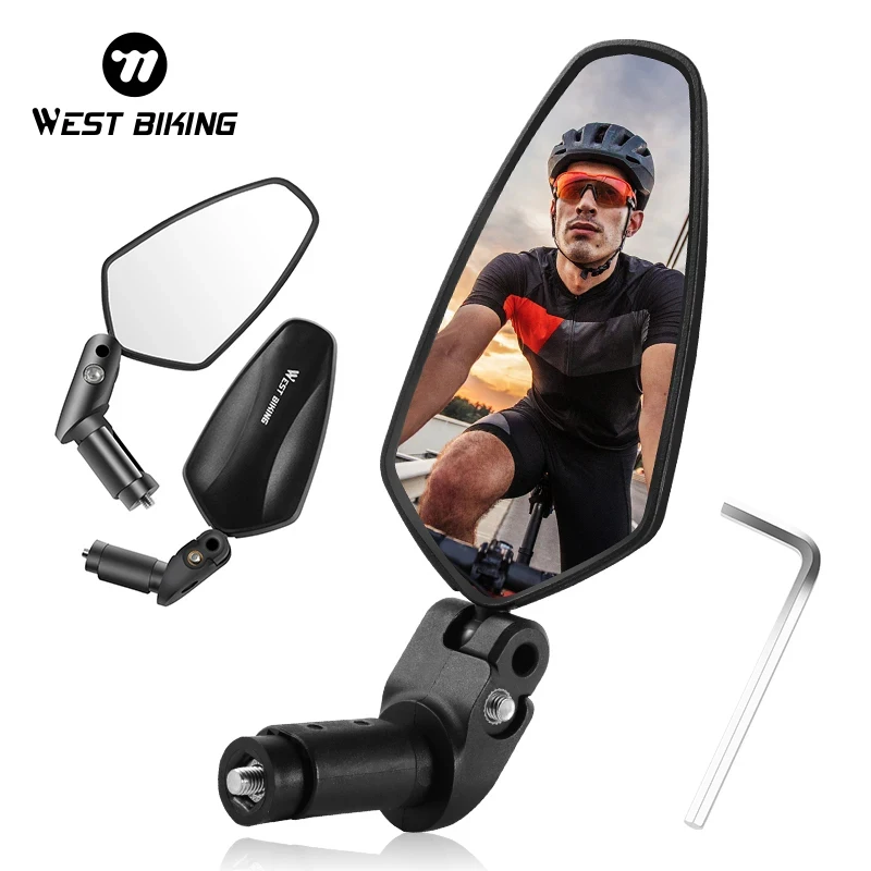 

WEST BIKING Bicycle Handlebar Rear View Mirror 360° Rotation Cycling Wide Range Back Sight Reflect Adjustable Left Right Mirror