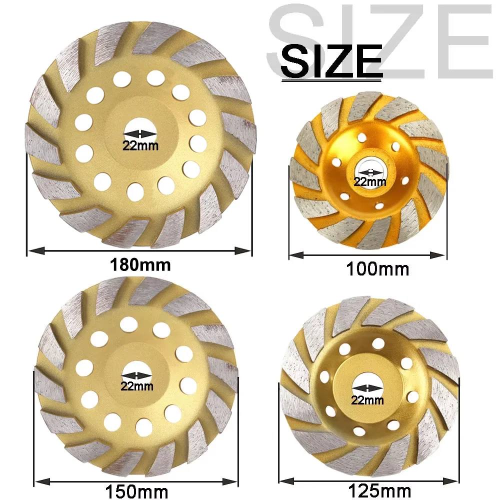 80/100/125/150/180mm Diamond Segment Grinding Cup Wheel Disc for Concrete Granite Stone Ceramic Grinding Cutting Wheel 1pc