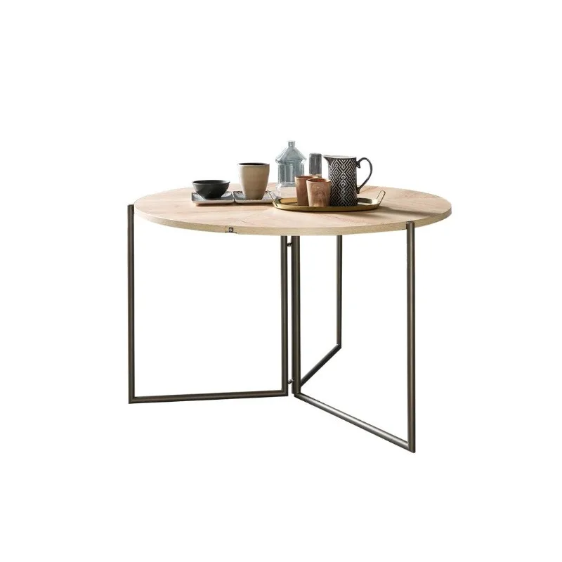 

Folding round dining table multi-functional solid wood modern simple light luxury small household Nordic dining table