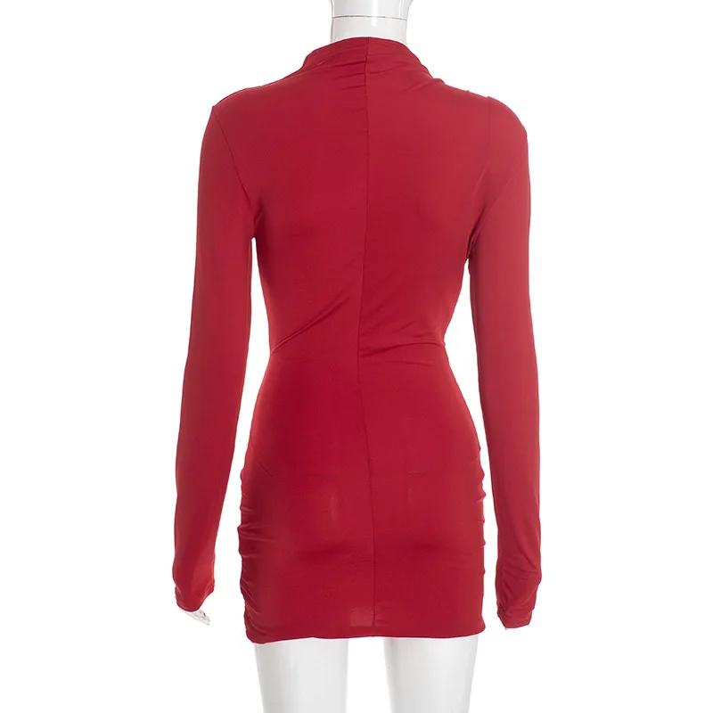 ชุดมินิเดรสเซ็กซี่สำหรับผู้หญิง แขนยาว ผ้ารัดรูป โชว์สัดส่วน เหมาะสำหรับงานปาร์ตี้ คลับ สตรีทแวร์ ชุดเดรสฤดูใบไม้ร่วง ฤดูหนาว ของขวัญ