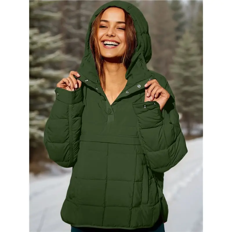 CYL-Veste bouffante surdimensionnée pour femme matelassée Dolman sweat à capuche pull à manches longues dessus chaud manteau