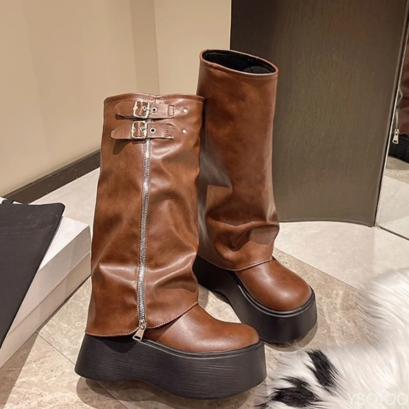 

Модные универсальные высокие сапоги на толстой подошве, элегантные простые женские ботинки, новая весенне-осенняя повседневная удобная женская обувь