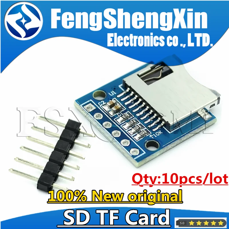 (1-5-10)PCS/LOT Mini Micro SD TF Card Memory Shield Module with Pins for Arduino ARM AVR - Storage Expansion Board