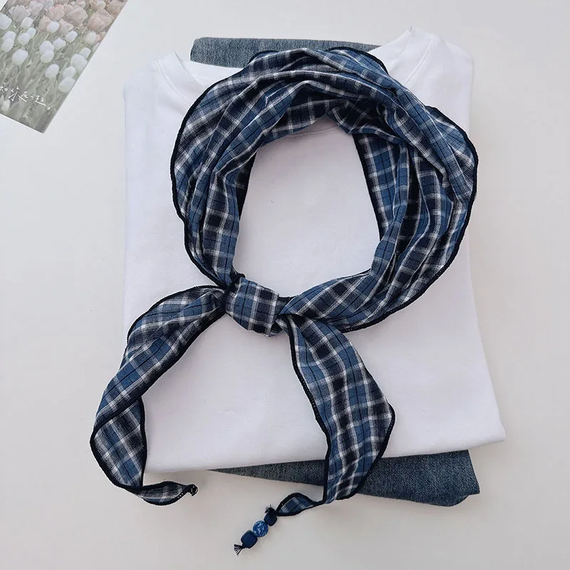 

Классический британский шарф в клетку из хлопка для женщин, винтажный художественный шарф с бахромой, новинка 2026 года, весна-осень.