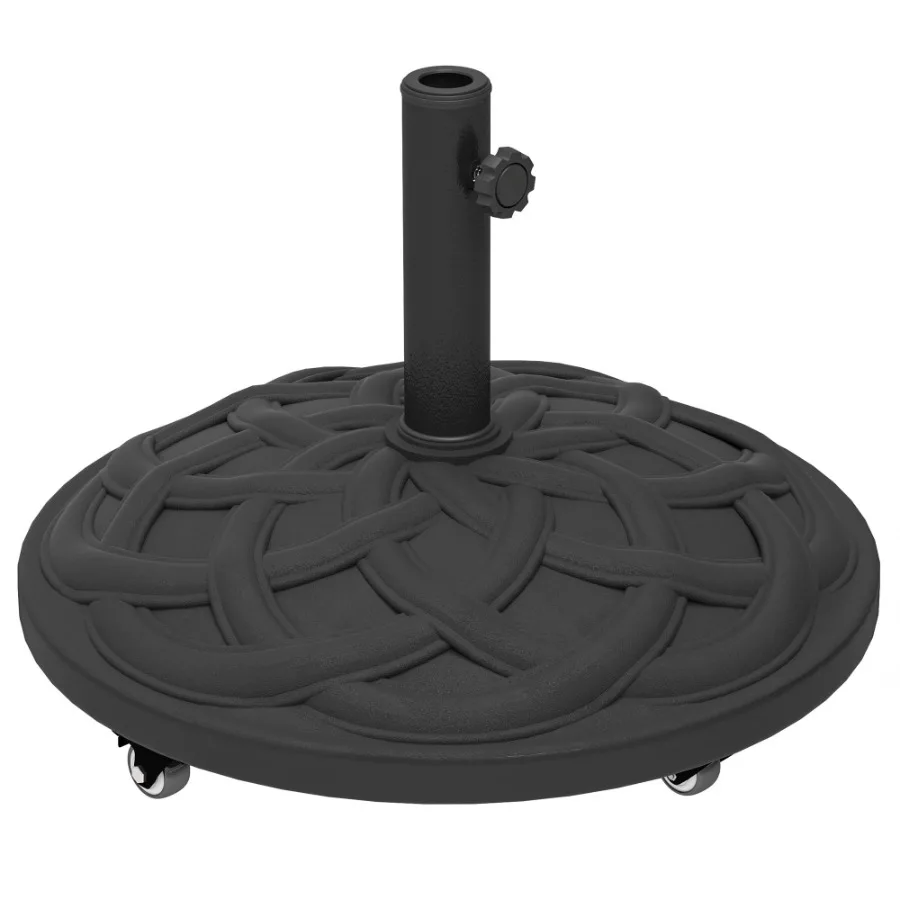 

Round Patio Umbrella Base with Wheels 44 lbs Resin Umbrella Stand Base Heavy Duty Patio Umbrella Holder for 1.3 1.5 1.9 Umbrel