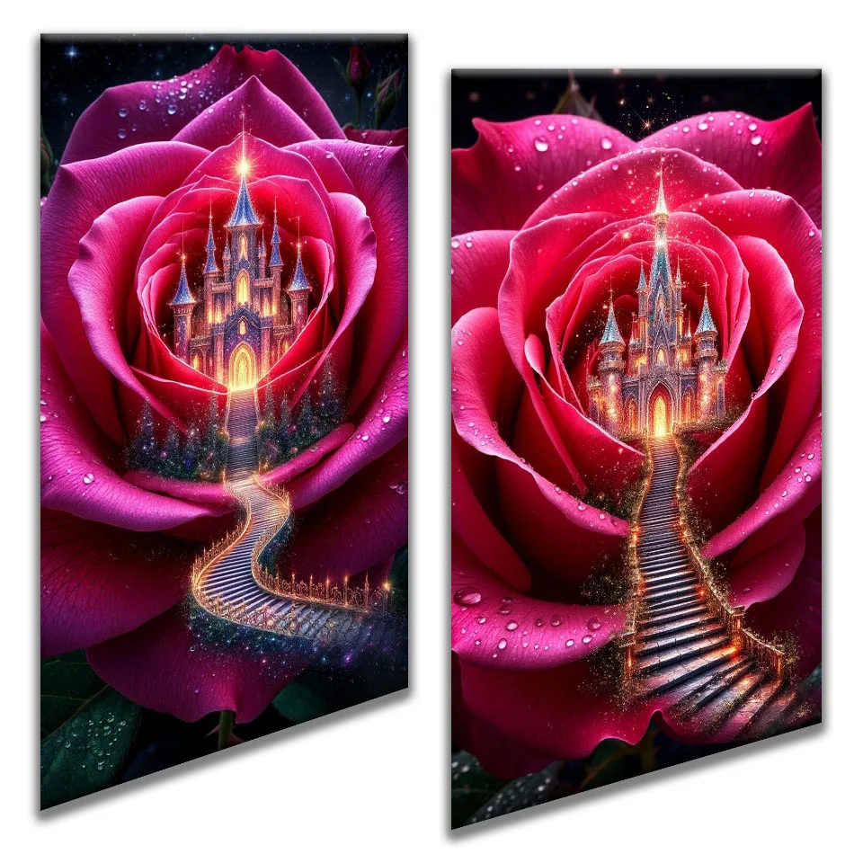 

5D Diamond Art Painting Rose Castle Diamond Mosaic Embroidery Handmade Cross Stitch Round Square Rhinestone Kit DIY Home Decor