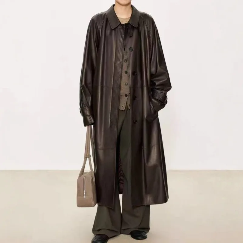 

Leather Coat Autumn Winter Sheepskin Temperament Women Trench Coats