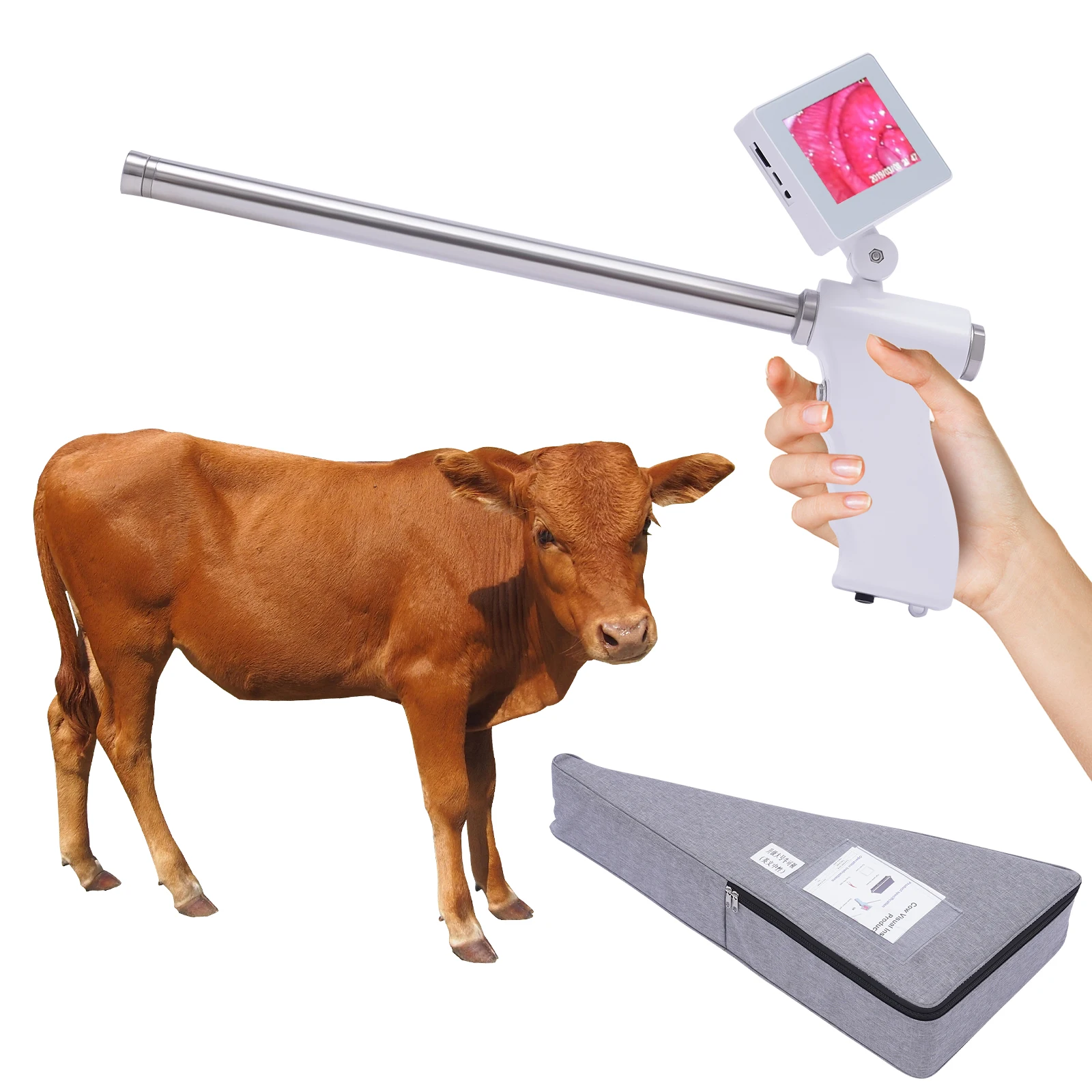 

Cattle AI Kit with 15MP Camera, 3.5-Inch LED Display, Anti-Fall Rope, and 8 Hours Battery Life for Insemination Process –