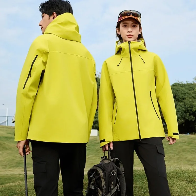

National Standard Hard Shell Jacket Unisex Couple Waterproof Windproof Outdoor Skiing Hiking Fishing Cycling Camping Raincoat