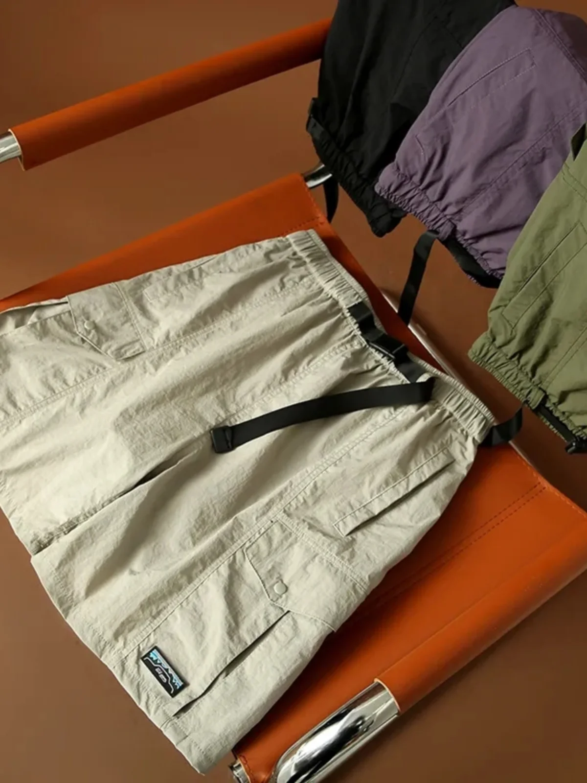 

Новые летние мужские спортивные брюки-карго из нейлона, свободные, прямого кроя, для активного отдыха, средней длины (до колена)