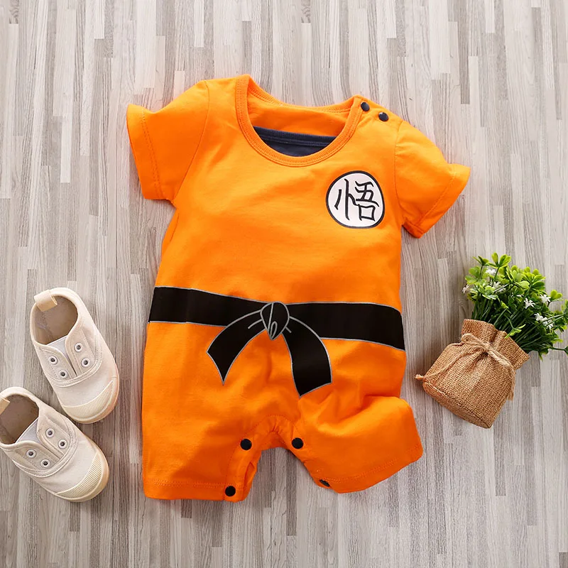 New Designer  Clothing Orange short sleeve with a lettering     100 cotton spring and fall long-sleeved baby onesies