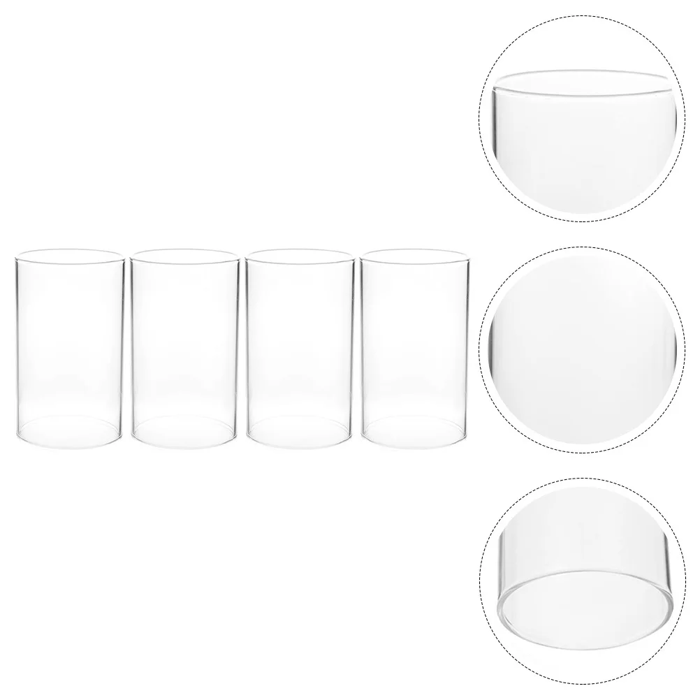 

4Pcs Simple Glass Cups Premium High Borosilicate Windproof Covers for LED Lights Decorative Flame Protection Ornaments
