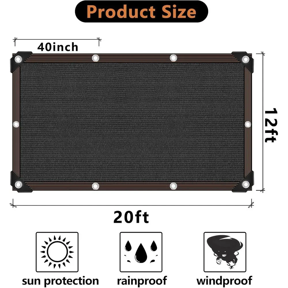 Durable 12x20 FT Shade Cloth for Garden, Mesh Tarps with Grommets, Sun Protection Netting for Patio, Plants, Greenhouse, Outdoor