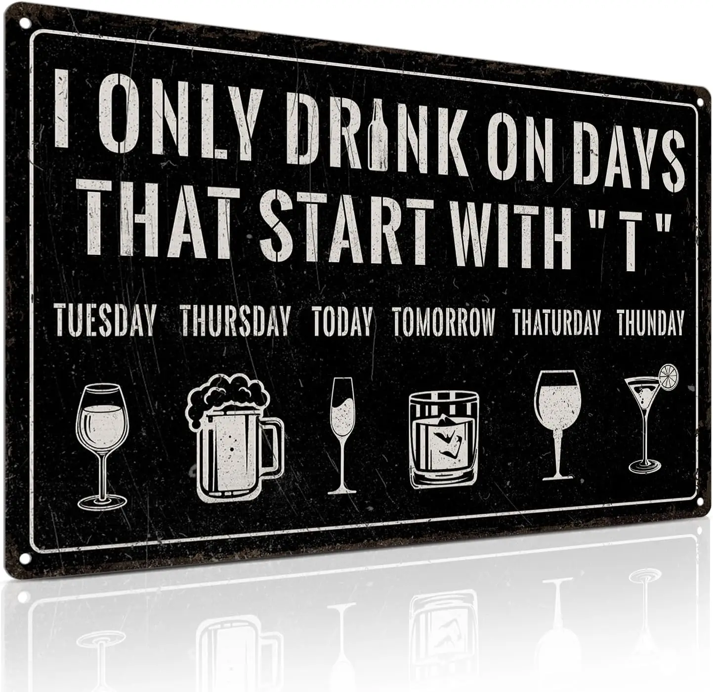 Funny Bar Sign for Home That Start with T Vintage Metal Sign Wall Decor Bar Club Pub Man Cave Accessories 8x12 Inch