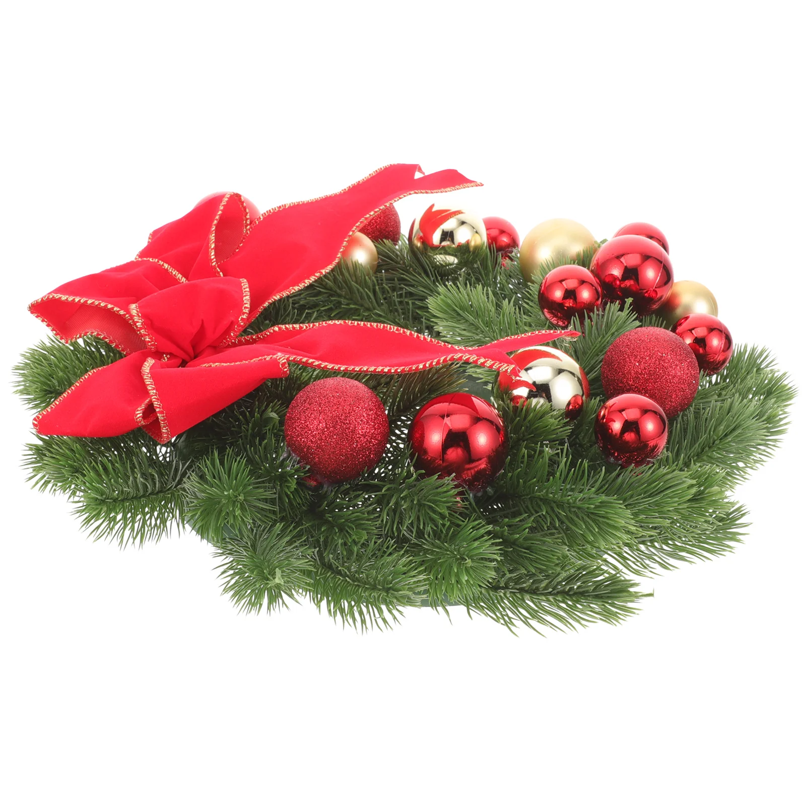 

Christmas Wreath Decoration Red Bowknot Green Artificial Garland Door Window Hanging Ornament Home Decor Party Supplies
