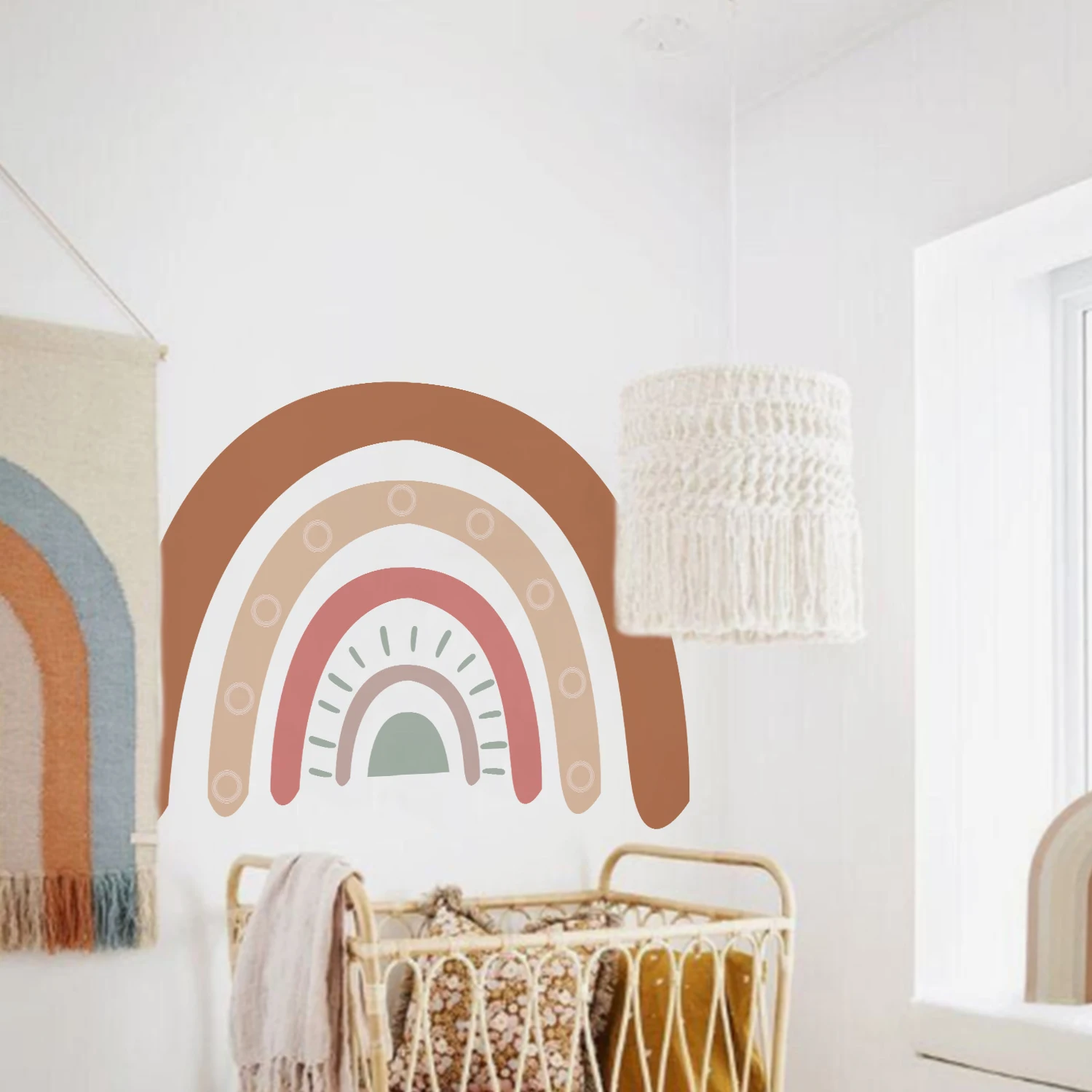 Cartoon Boho Rainbow Wall Sticker Wall Decals Home Decorations Color Mural Sticker Baby Living Bedroom Ornament Home Wallpaper