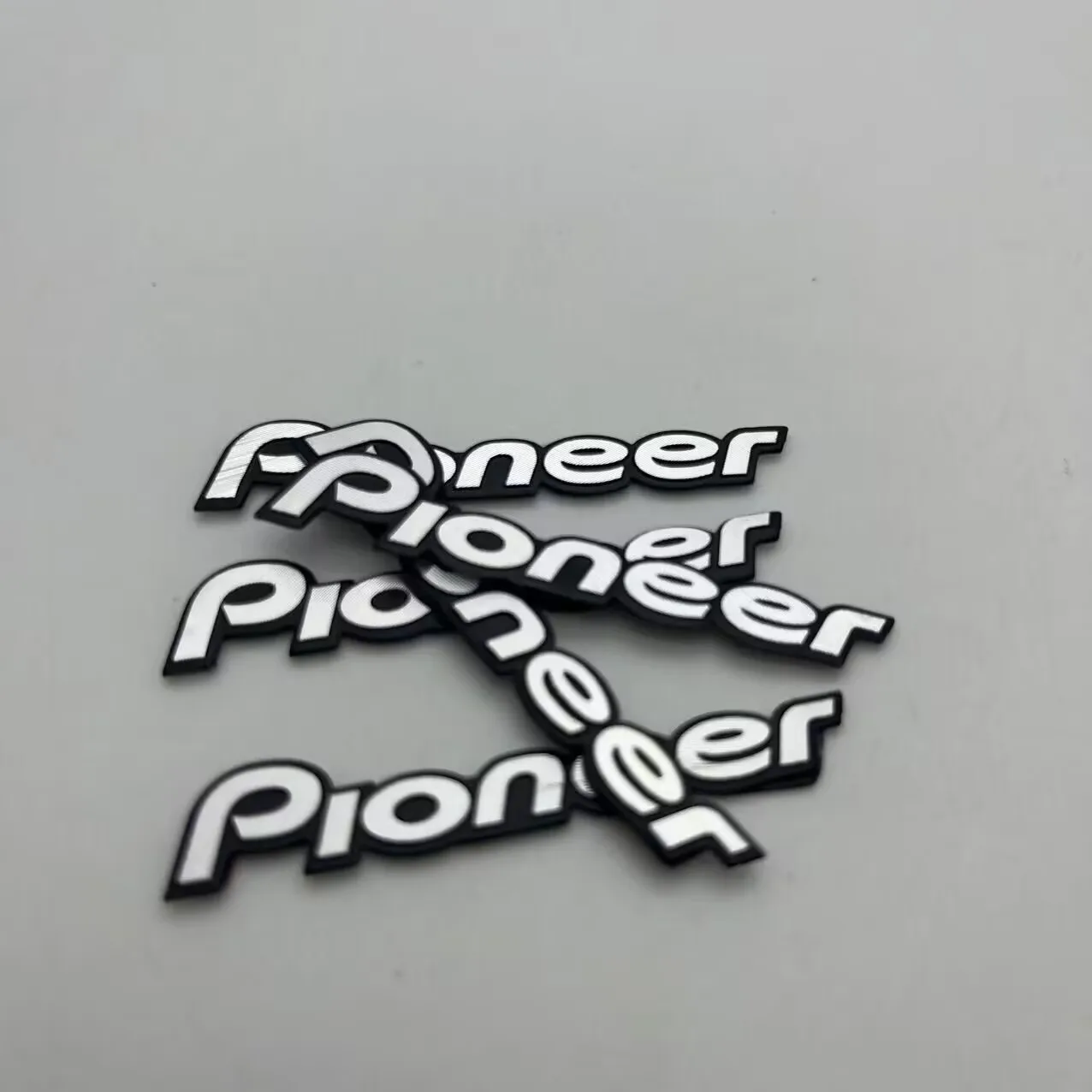 4pcs 20pcs 50pcs For Pioneer Speaker Audio Speaker 3D Aluminum Badge Emblem Stereo Sticker Accessories Size 55mmX10mm