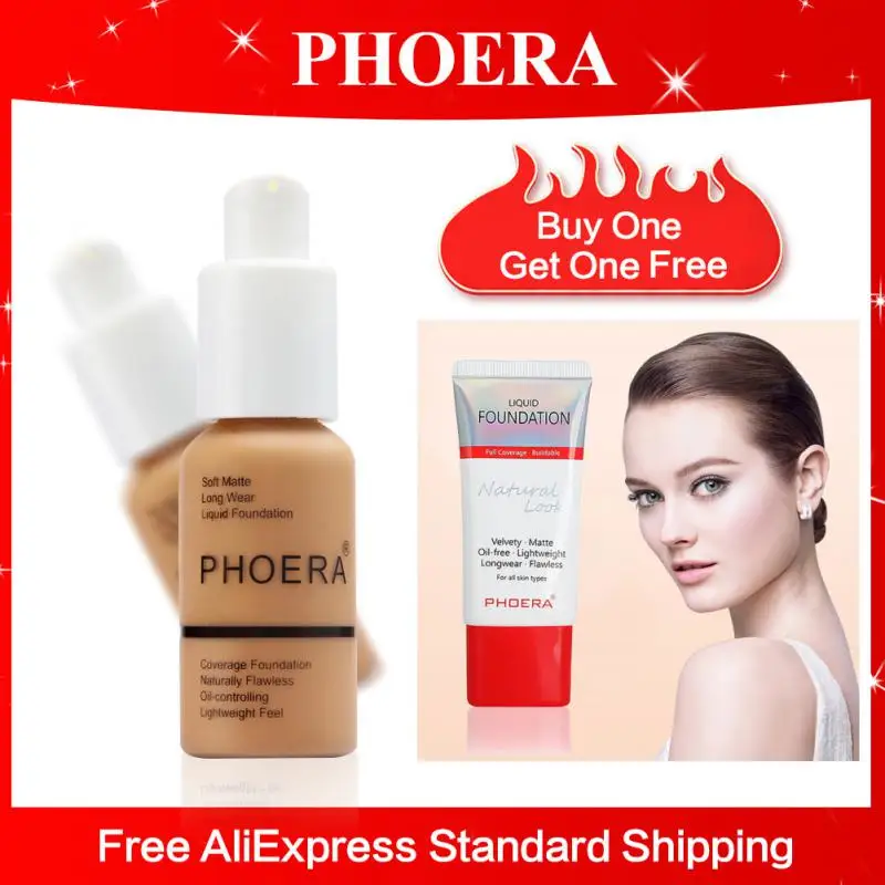 PHOERA  2PCS/Lot Face Foundation Oil-control Concealer Eye Contour Corrector Cream Liquid Corrective Primer Makeup Cream TSLM1