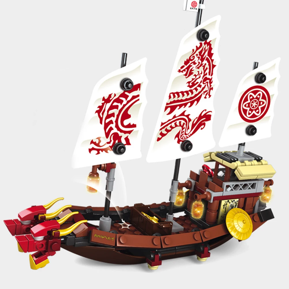 

Ninja Kai Destiny Bounty Ship Ferry Dragon Boat Building Block Kit Classic Movie Model Bricks Set Children Educational Toys Gift