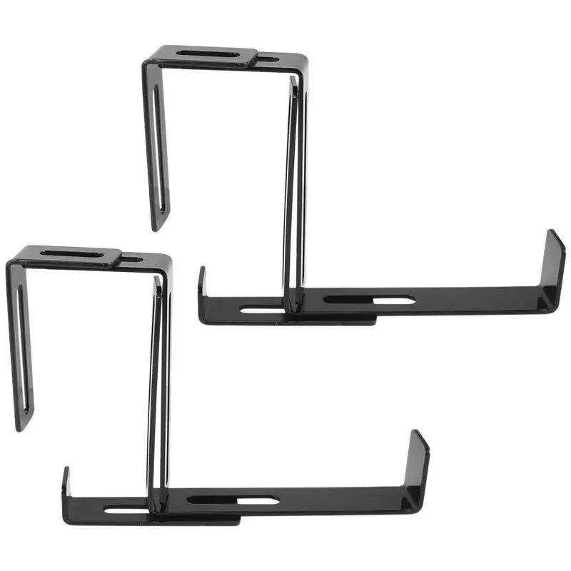 AT02-1 Pair Hook Trough Plant Pot Hanging Hooks Rail Balcony Planter Holder Brackets Iron Hooks Height Adjustable Hook
