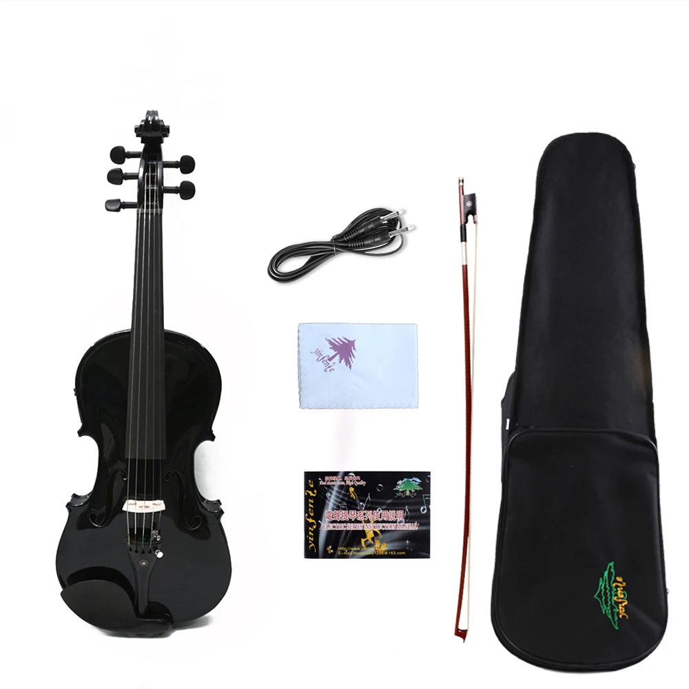 5 String New Electric Violin 4/4 Full Size Maple Solid Wood Back Spruce Wood Handmade Ebony Frog Bow Backpack Straps