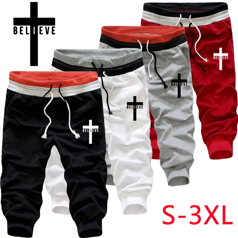 Hot Men Fashion Printing Shorts Summer Loose Men Outdoor Cropped Trousers Casual Sports Jogging Shorts