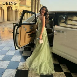 OEING Green One-Shoulder A-line Prom Dress Sweetheart Lace Embroidery Vestidos De Fiesta Sexy Side Split Tulle فساتين سهرة