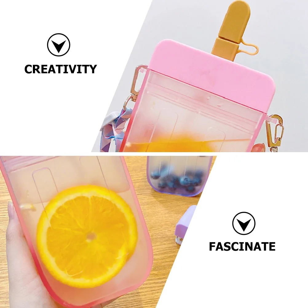 

Strap Water Cup Popsicle-shaped Cute Leakproof Portable Summer Bottle for Fruit Juice Beverage Tea Milk Outdoor Fun