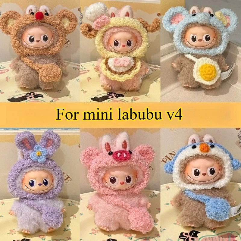 

Cute Frog Pig Plush Sweater for Labubu 4.0 Korea Style Fluffy Romantic Animal Clothes for 10cm Ladbubu V4 Dolls Accessories