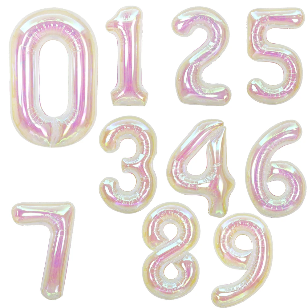 40 Zoll bunter transparenter Zahlenballon 0-9 großer Folienballon Hochzeitstag Kindergeburtstag Party Dekoration Lieferungen