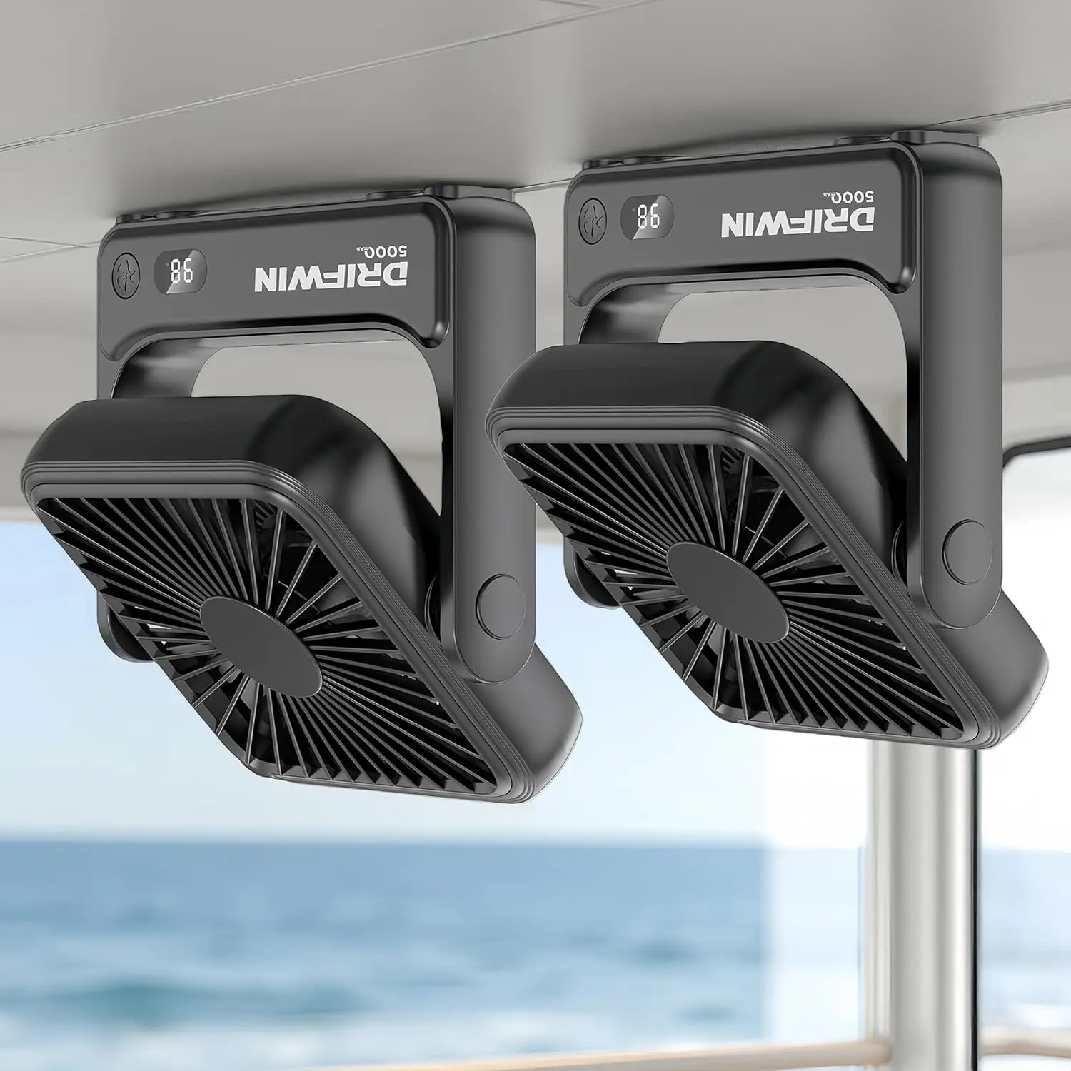 

Magnetic Cruise Fan 2-Pack, 5000mAh Rechargeable, 4-Speed Hook Design for Travel & Cabin