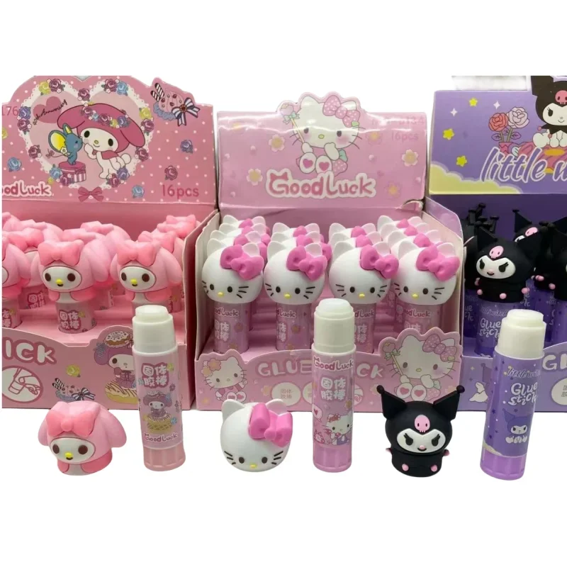 Hello Kitty Kuromi My Melody Anime Cartoon Solid Glue Stick Handmade DIY Children's Glue Washable Stationery Prizes Wholesale