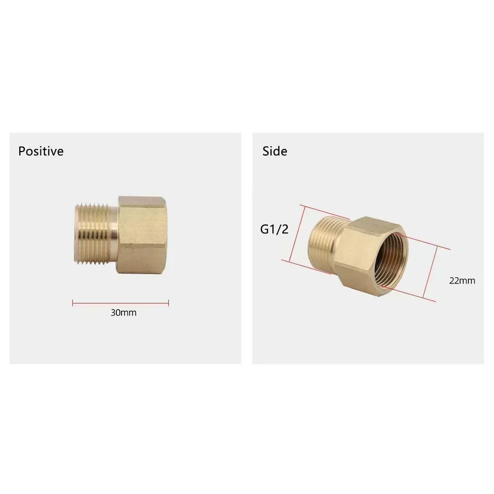 Pressure Washer Hose Adapter Connector Brass Metric M22 14mm Female Thread To G1/2 Male For Garden Watering Cleaning Accessories