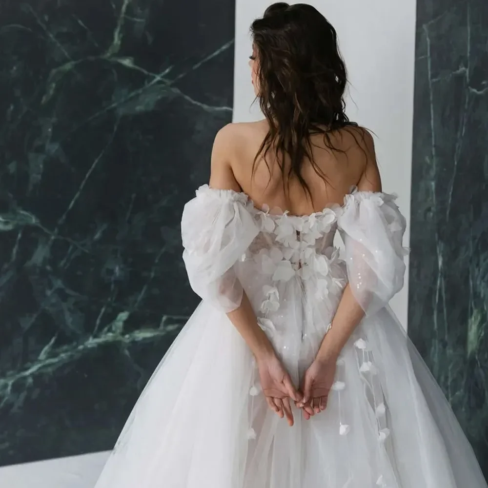 Elegante vestido de novia largo con cuello en V, calcomanía de lujo con mangas rotativas, vestido de fiesta nupcial plisado de línea a, boda romántica