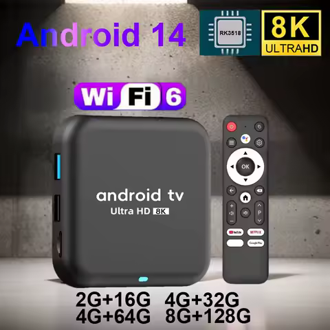 Android 14 New TV Box Q18 RK3518 Mali-450 HDR10+ Support Dual Wifi6 BT5.4 HD 4K 8K Google Voice Assistant Streaming Media Player